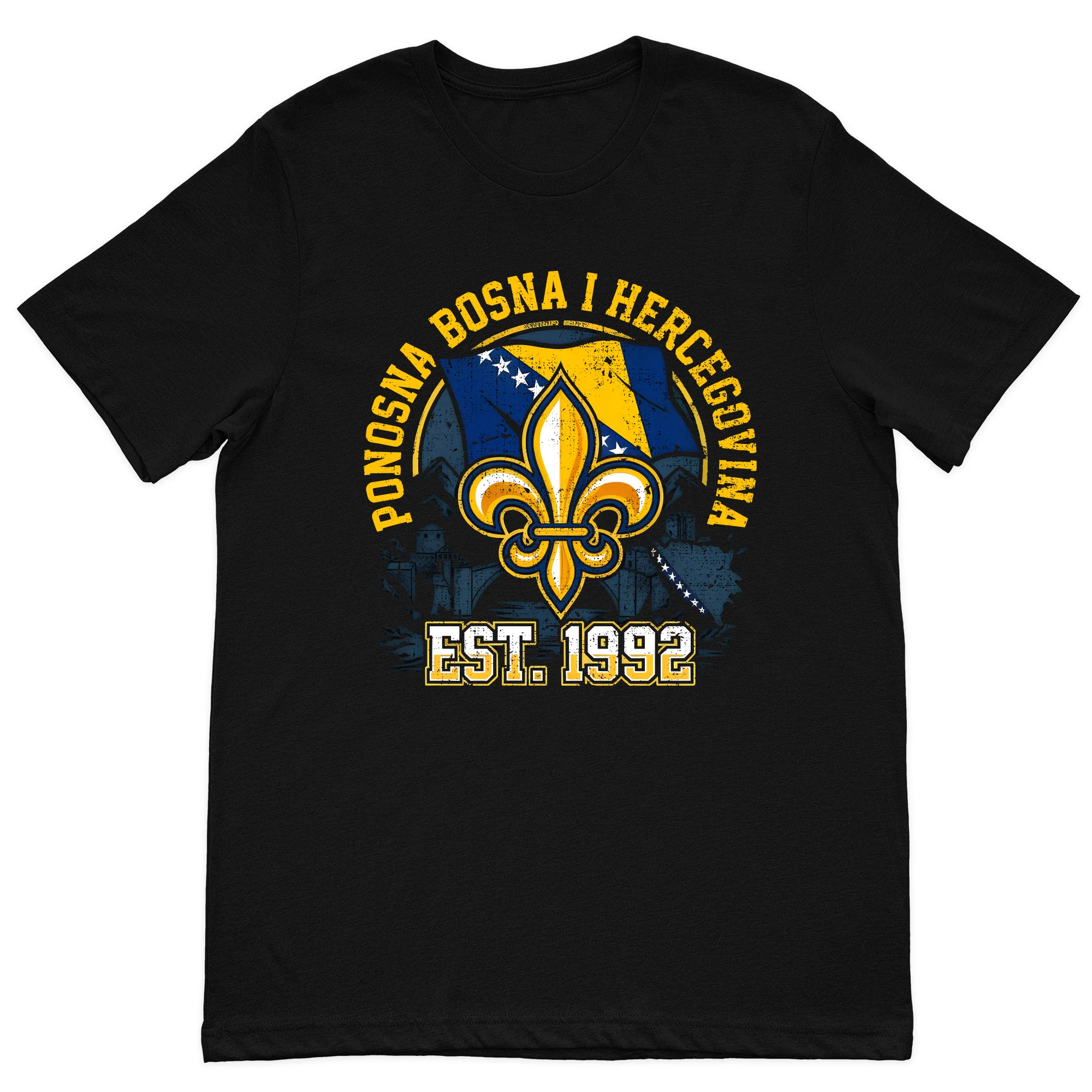 Bosna i Hercegovina 1992 T Shirt Black Bosnia Heritage Shirt