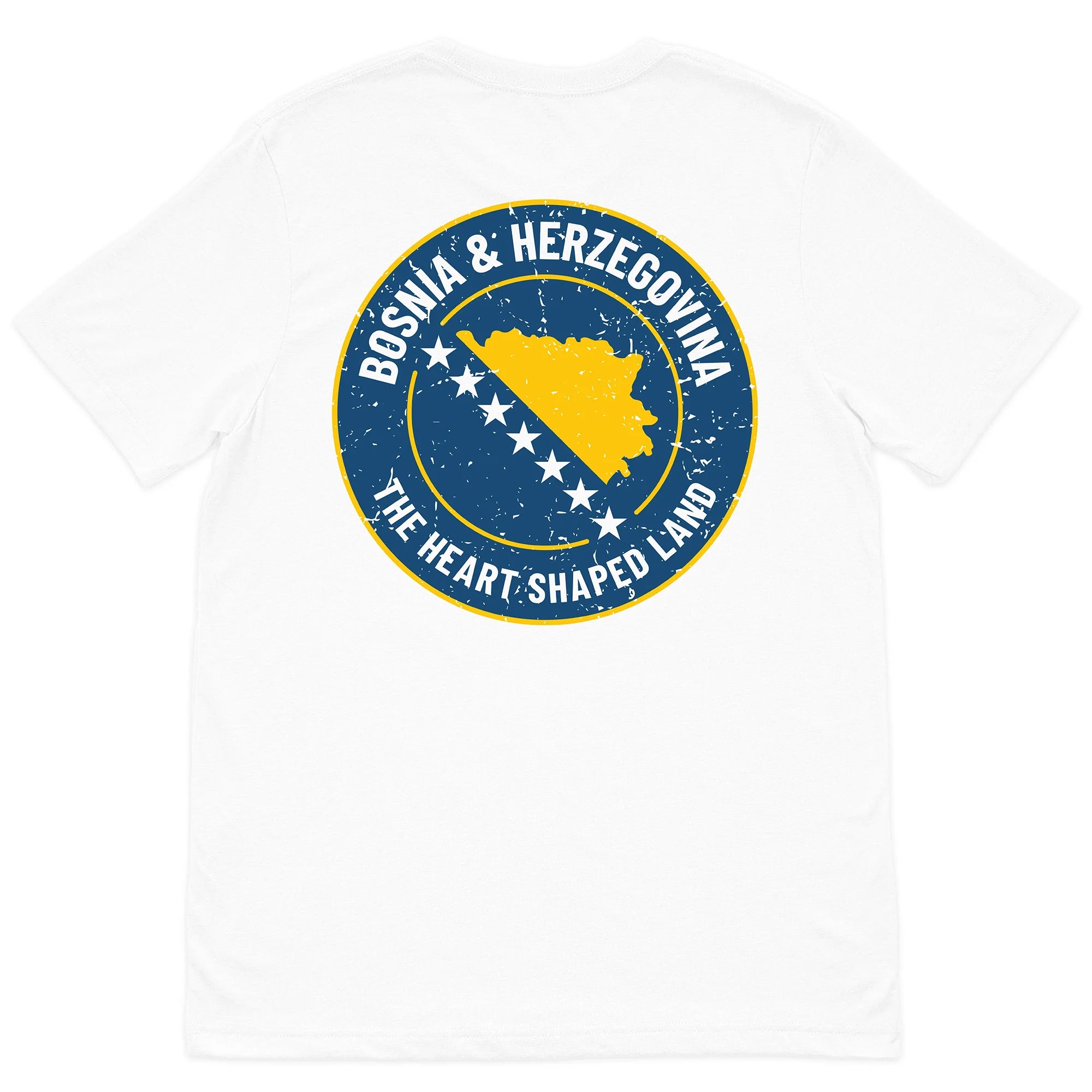 White Bosnia & Herzegovina t-shirt The Heart Shaped Land back view