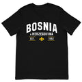 Black Bosnia and Herzegovina EST 1992 T-shirt featuring Bosnian lily design
