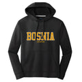 Black Bosnia hoodie featuring varsity style Bosnian design