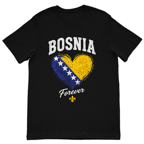Bosnia Forever T Shirt Black Bosnia Heart Flag Shirt