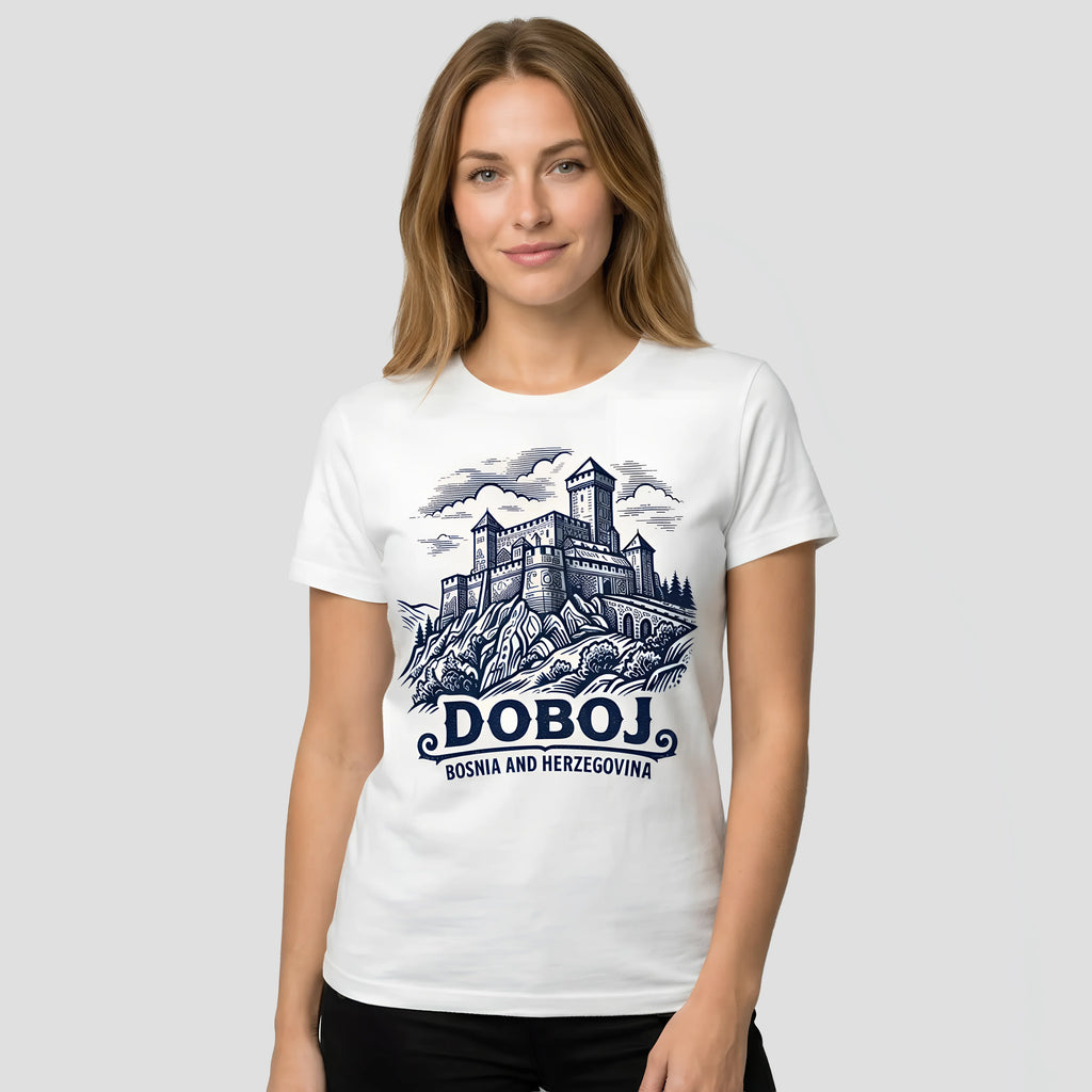 Women wearing white Doboj t-shirt