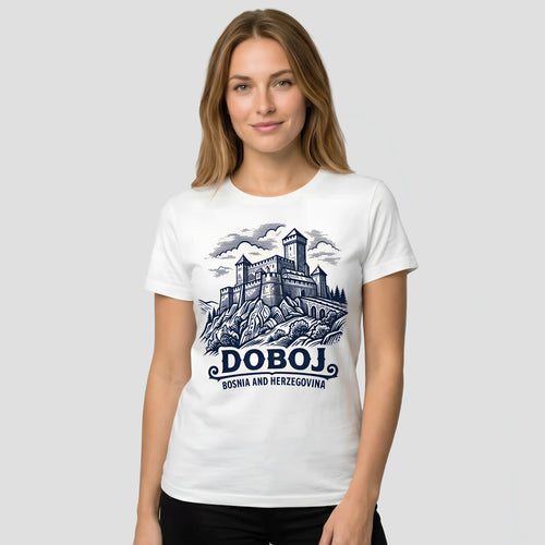 Women wearing white Doboj t-shirt