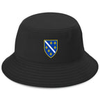 Black Bosnia and Herzegovina bucket hat featuring Bosnian Ljiljan emblem design