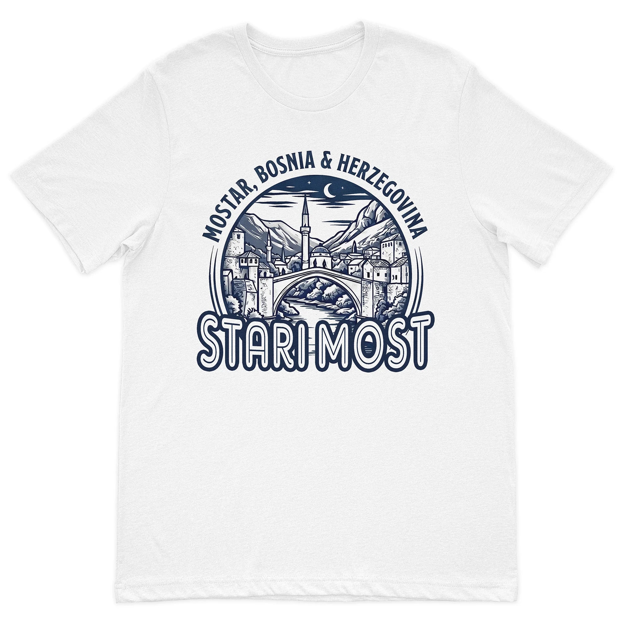 Mostar Stari Most Bosnia and Herzegovina graphic T-shirt featuring the iconic Old Bridge