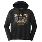 Black Sarajevo Bosnia and Herzegovina hoodie featuring vintage city landmark design