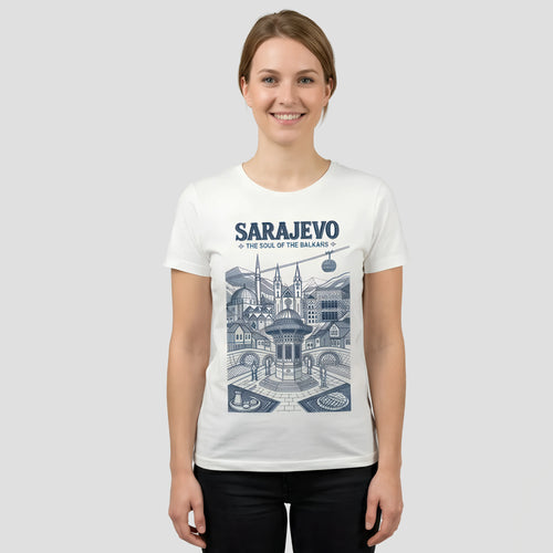 Women wearing Sarajevo -tshirt Soul of the Balkans