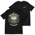 Srebrenica Never Forget T-Shirt featuring commemorative Bosnia and Herzegovina artwork and remembrance message