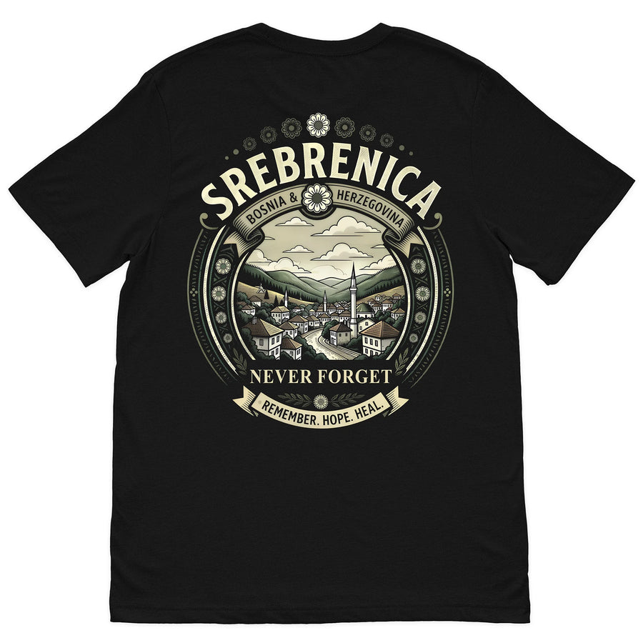 Srebrenica Never Forget t-shirt back view