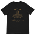Sarajevo Vječna Vatra minimalist graphic t-shirt featuring the Eternal Flame memorial on a premium black cotton t-shirt.