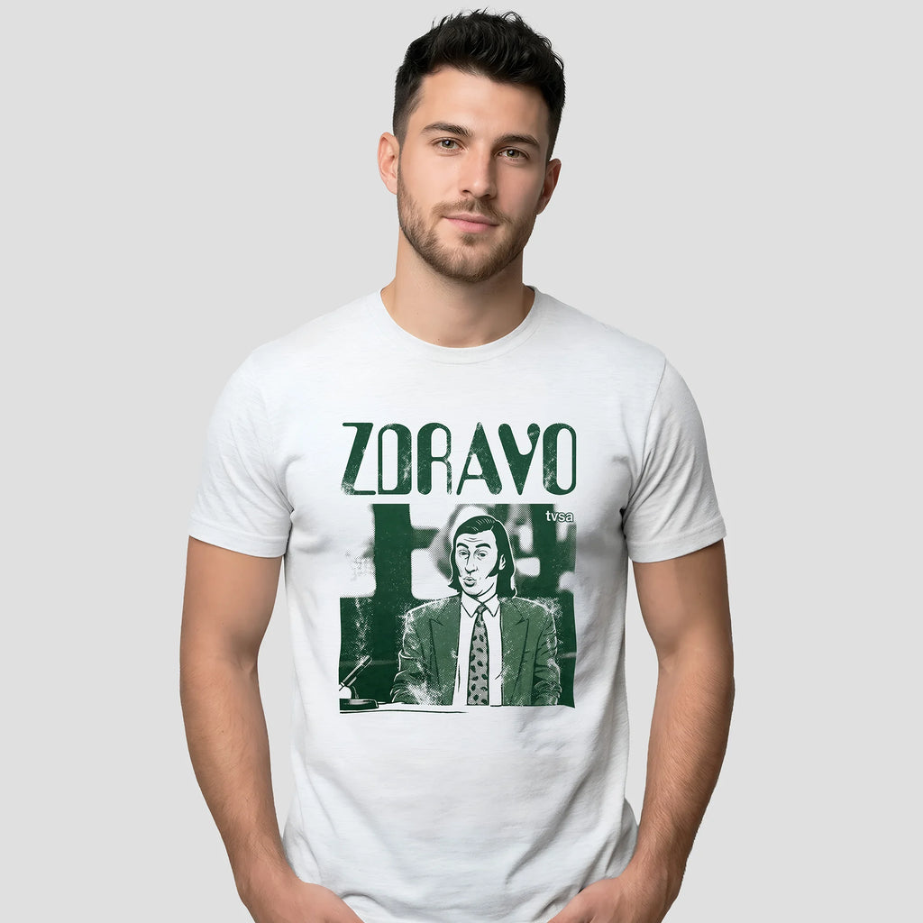 Men wearing Zdravo t-shirt