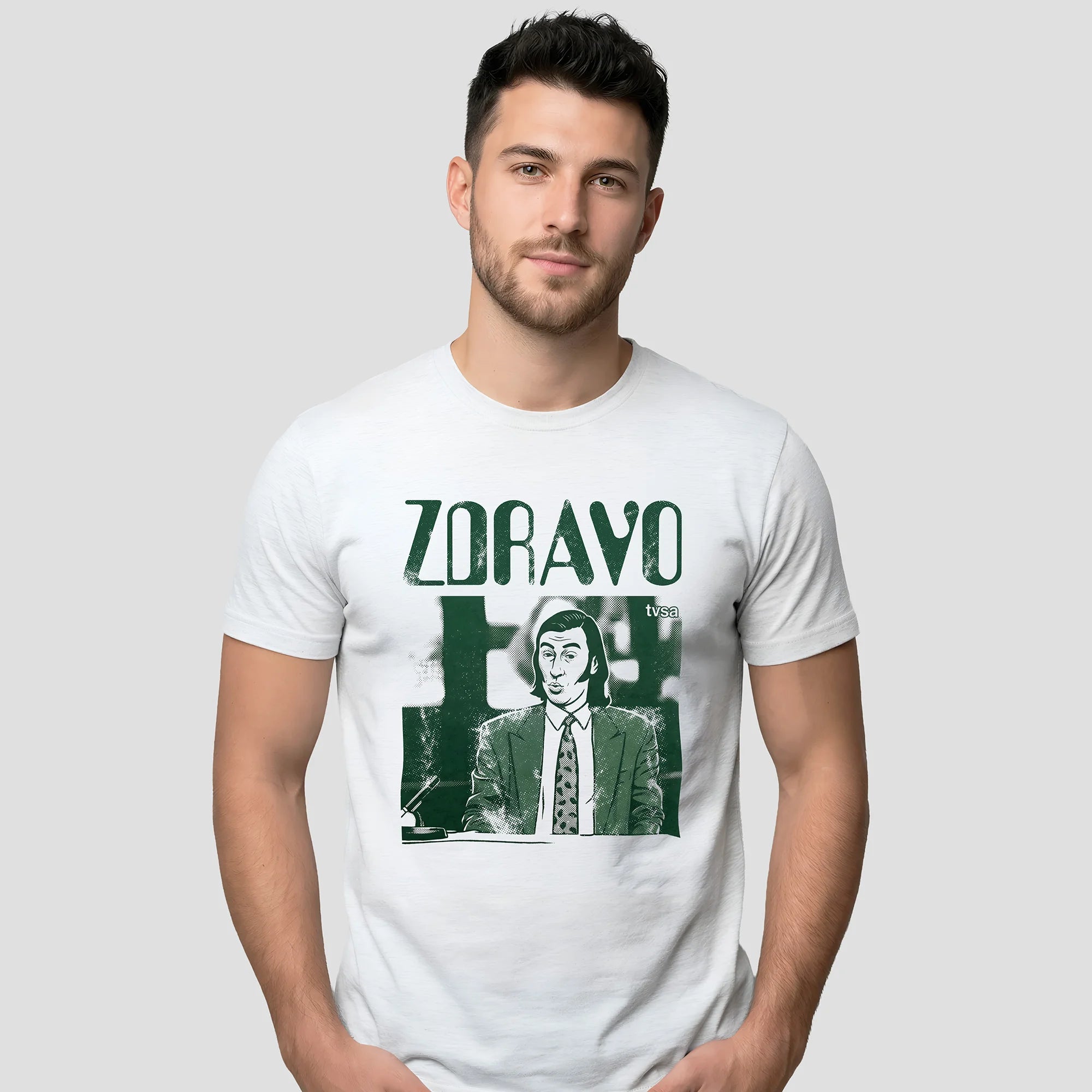 Men wearing Zdravo t-shirt