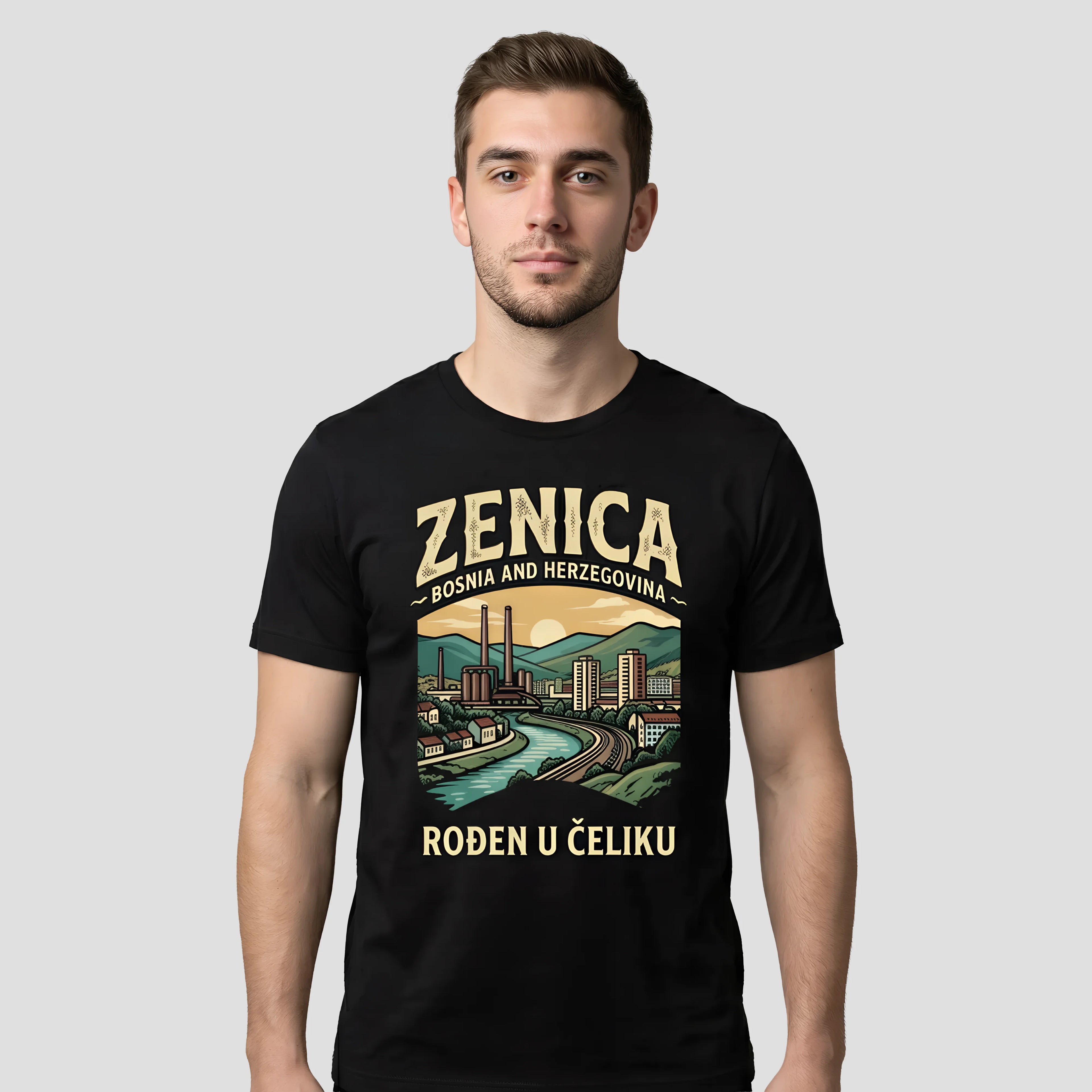 Man wearing Zenica t-shirt